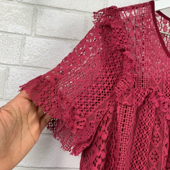 Entro Boho Mauve Ruffle Lace Swing Top Sz Small - Picture 5 of 6